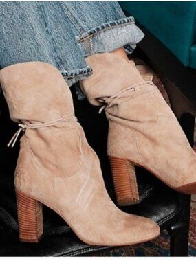 Free People Mila Fold Over Suede Ankle Boots Brown Italy Women’s EU 39 US 8.5
